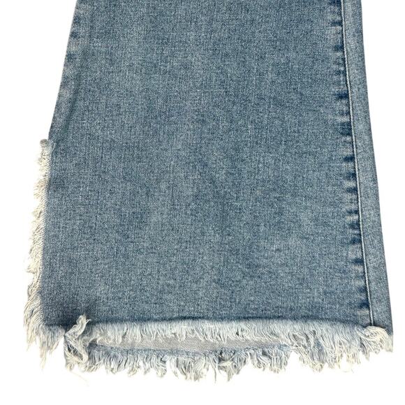 Show Me Your Mumu Blue Austin Pull On Flare Raw Fray Hem Jeans Agua Fria Size M - Picture 11 of 12